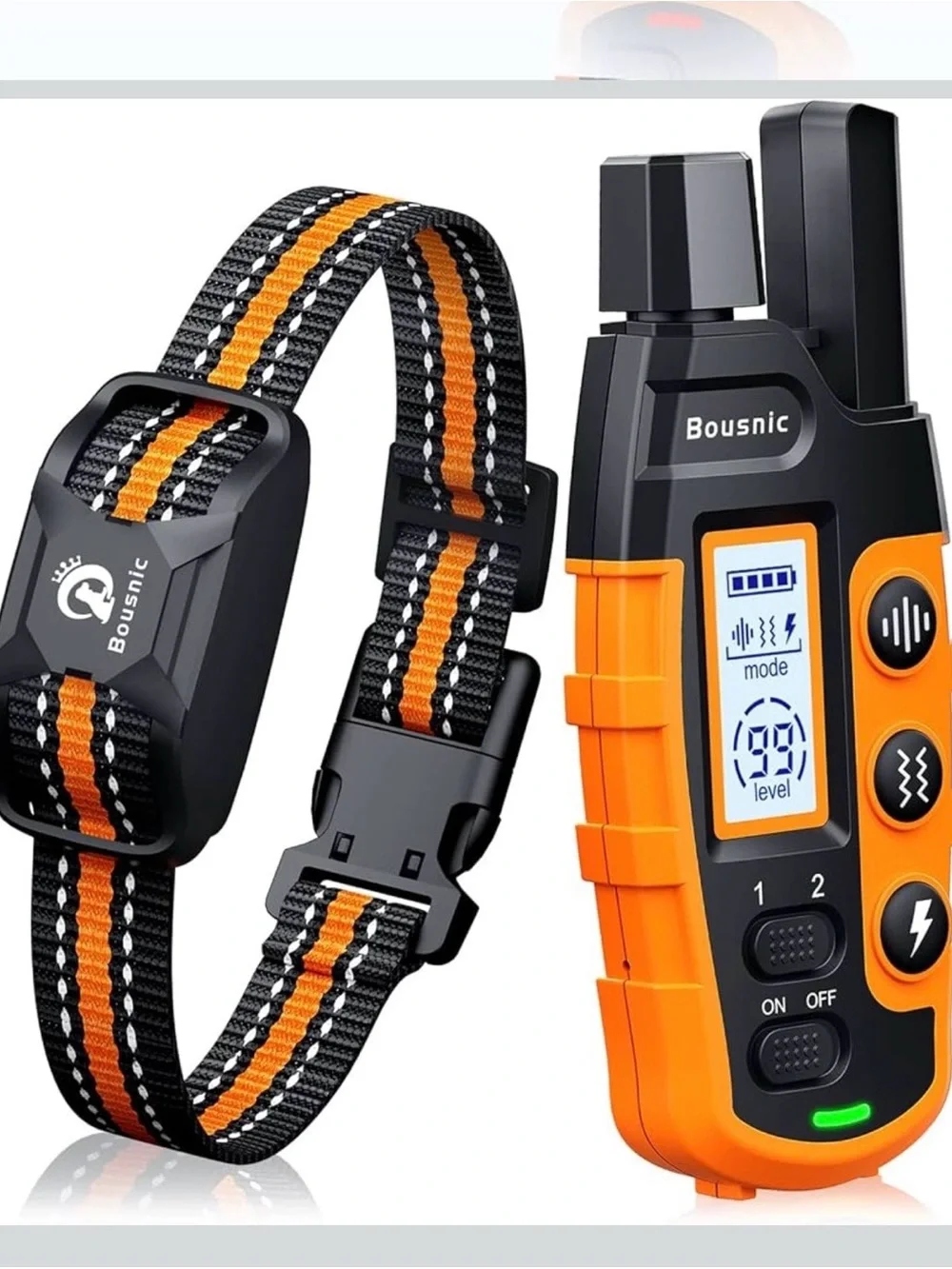 🐶 Bousnic Dog Training Collar with Remote – 3300 ft Range (Orange)